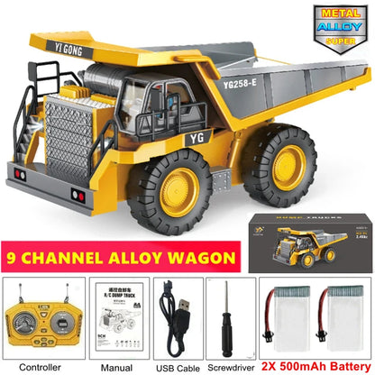 4WD RC Excavator Alloy Dump Truck Bulldozer | Remote Control Construction Vehicle Toy for Kids