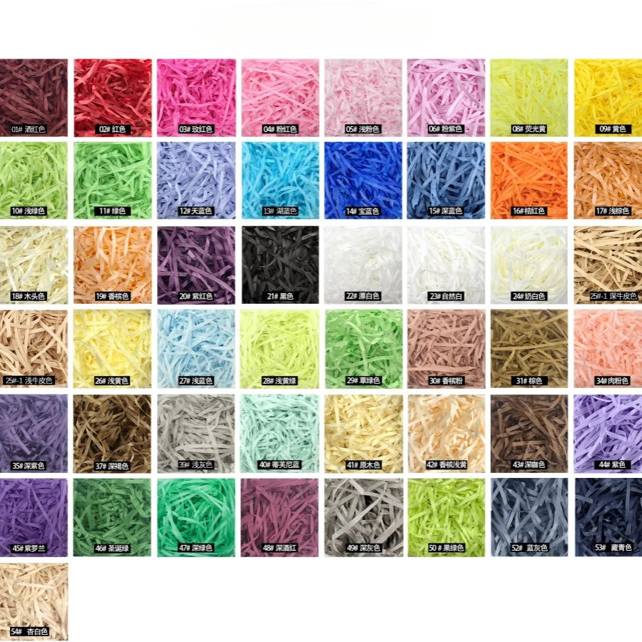 100g Colorful Crinkle Raffia Paper Filler – Shredded Lafite Grass for DIY Wedding, Party, Gift Box & Candy Packaging