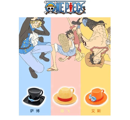 One Piece Mug – Creative Three Brothers Hat Shaped Coffee Cup, Anime Chopper, Ace & Sabo Ceramic Water Cup for Parties