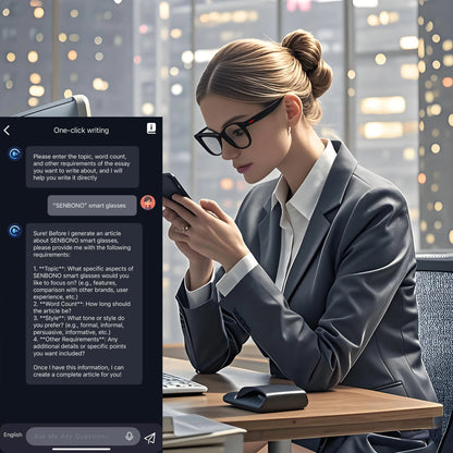 SENBONO Smart AI Translation Glasses – Real-Time Translation in 100+ Languages with Bluetooth Music, Built-in Mic & Speakers