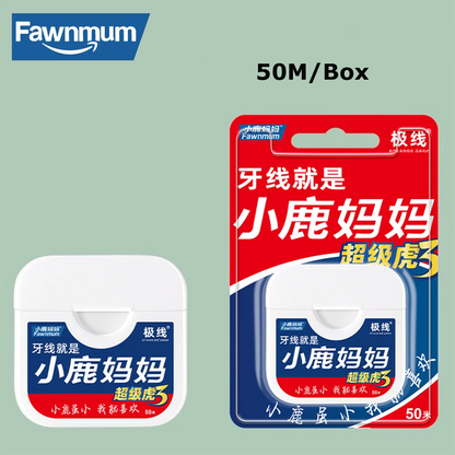 Fawnmum 50m Mint Dental Floss Spool – Free Cutting Interdental Cleaning Wire for Fresh Breath & Oral Care