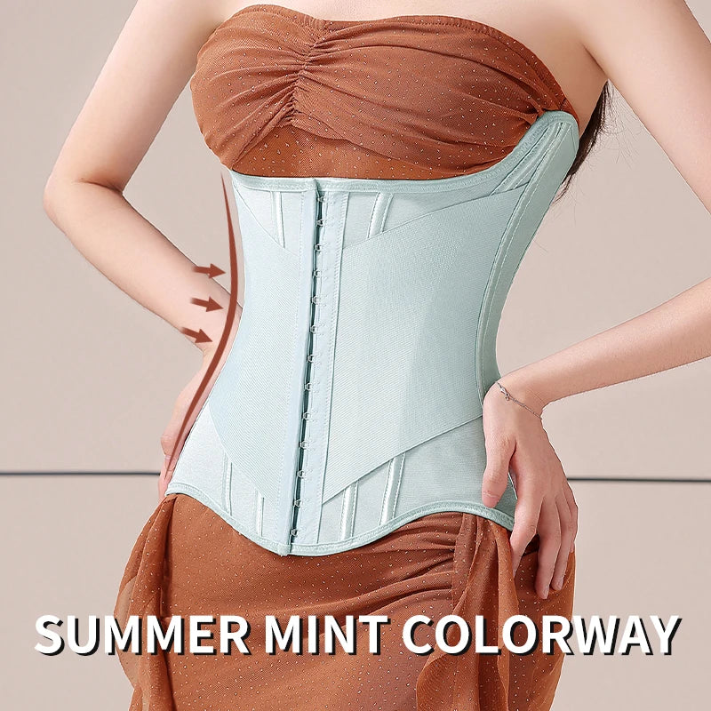 MiiOW U-Shaped Women’s Waist Trainer Corset – Buttoned Steel Bone Shaper for Breast Lift & Slimming Shapewear