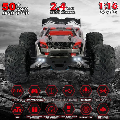4WD Remote Control Car – Off-Road 4x4 RC High-Speed Buggy Truck, Brushless 50/80KM/H Drift Racing Toy for Kids & Adults