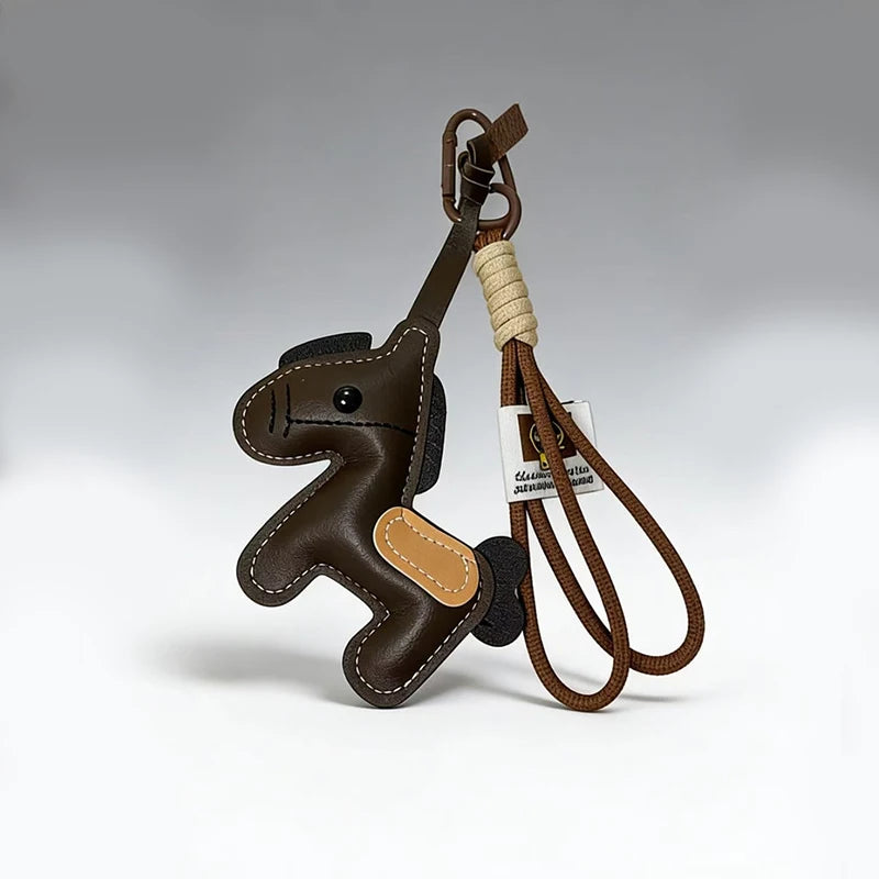 Pony Leather Keychain - Personalized Backpack Charm Car Key Holder Bag Pendant Purse Strap Decoration Gift