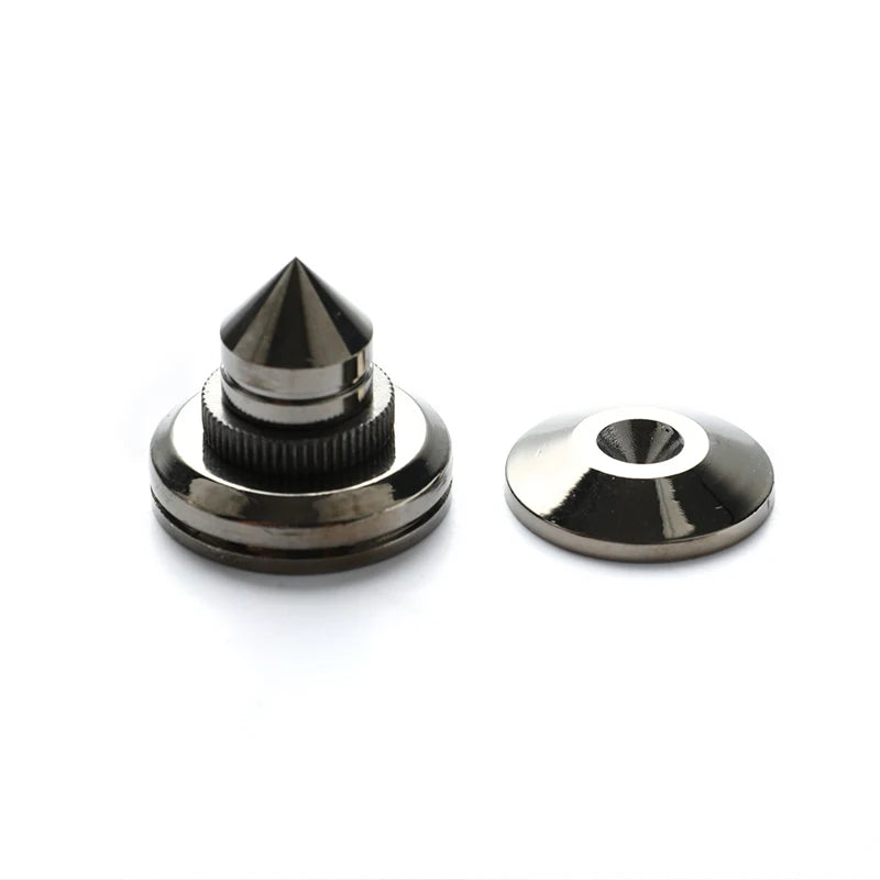 4PCS Speaker Stand Feet Pads — 30x27mm Pure Copper/Silver Spikes for Loudspeaker Boxes with M28x26 Nails