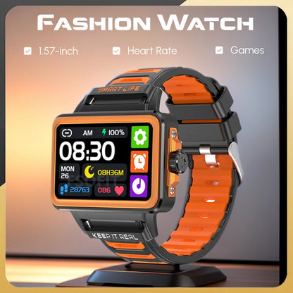 Fashion Smart Watch – 1.57-inch HD Screen, 24h Heart Rate, Sleep Monitor, Game Features, Waterproof