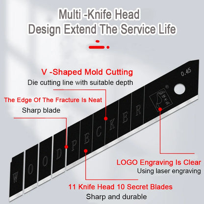 6-in-1 Stainless Steel Utility Knife: Multi-Function Design with Tail Break, Ruler, Bottle Opener, and Retractable Box Cutter - Essential Art Supplies