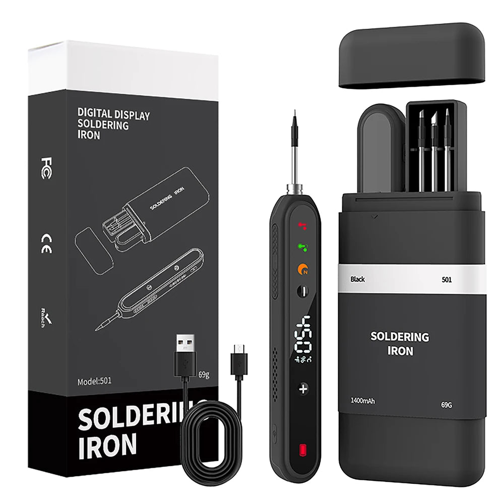Portable Type-C Digital Soldering Iron Kit – 8-15W Fast Heating Adjustable Temperature Mini Repair Tool