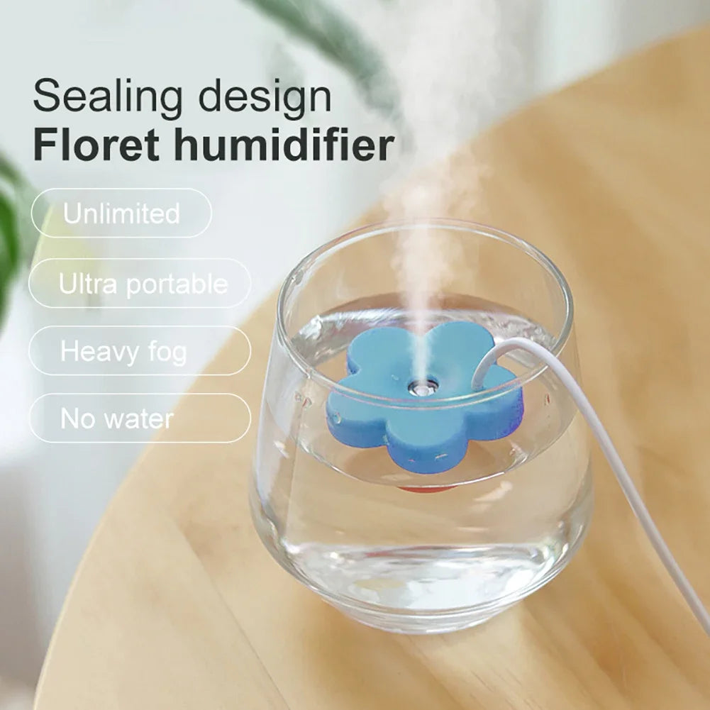 Portable Petal-Shaped Air Humidifier – Mini Ultrasonic, DC 5V 1A, Aromatherapy Diffuser for Home & Bedroom
