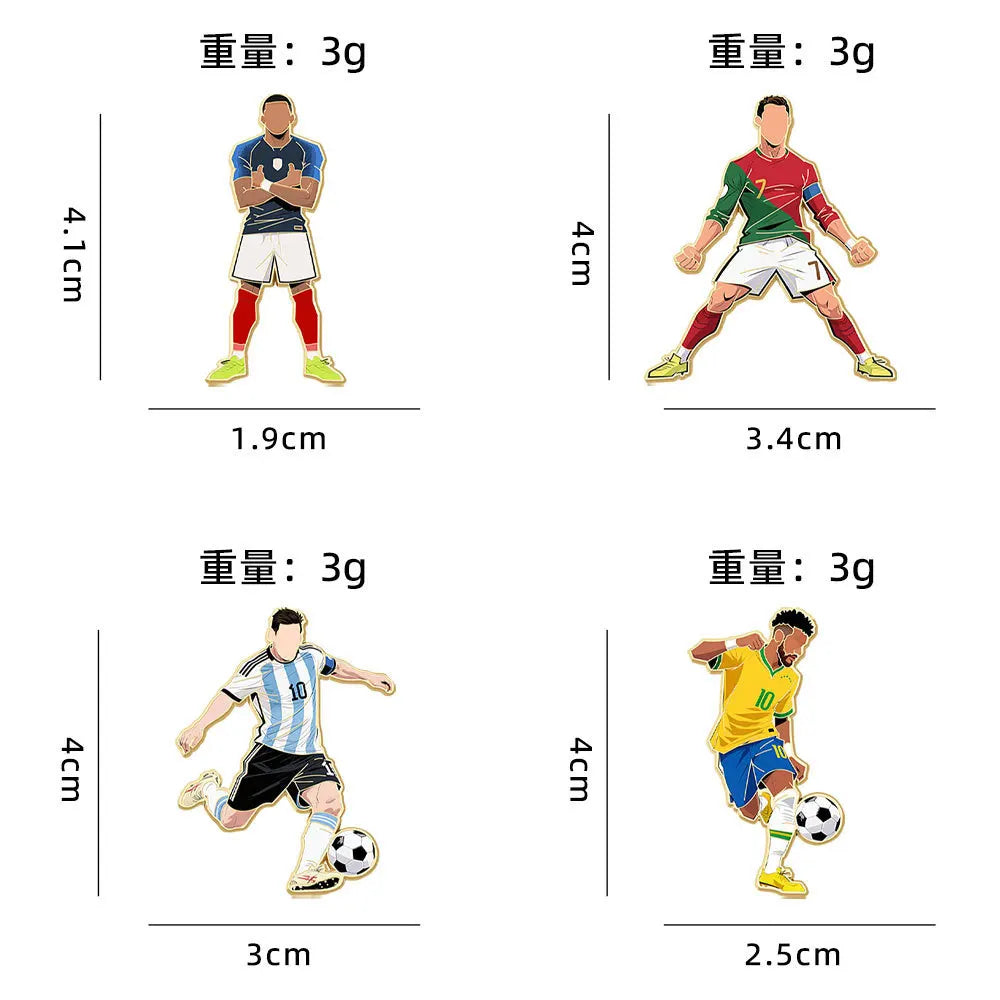 Football Enamel Pin Set - 1-4 Piece Soccer Star Athlete Lapel Badges for Backpacks & Fans