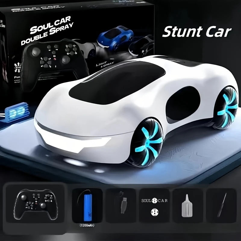 NEW Cool Sports Car Remote Control – Dual Spray, Sound & Lights, 4WD Sci-Fi Concept Car for Kids