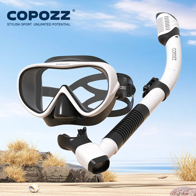 COPOZZ Full Vision Diving Mask - HD Anti-Fog Snorkeling Mask Set for Swimming & Underwater Diving