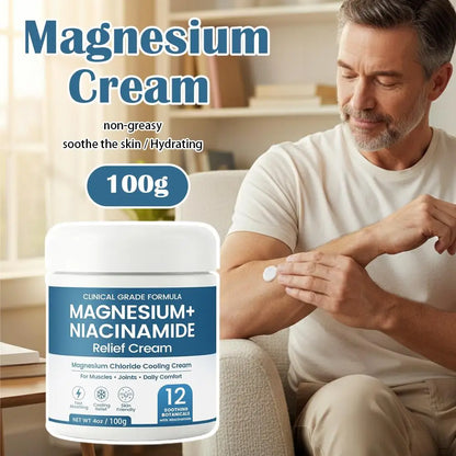 Magnesium Niacinamide Relief Cream - Topical Magnesium Chloride with Arnica & Boswellia for Legs, Feet & Joints