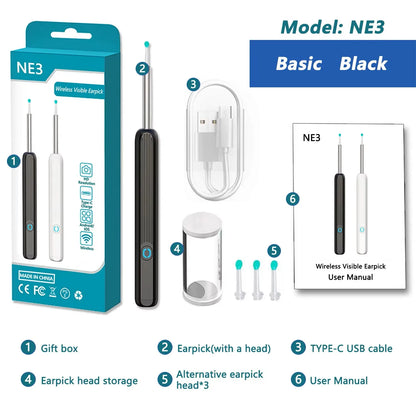 Wireless Ear Cleaner with Camera – USB-C Rechargeable Otoscope Earpick, Wax Removal Endoscope Tool with Mini Camera