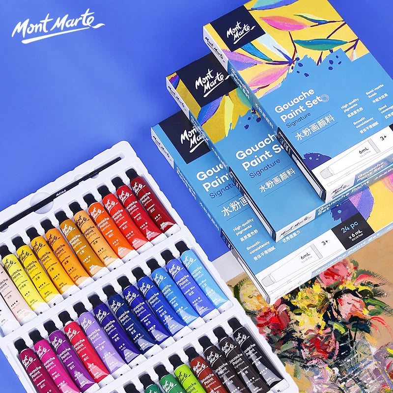 12/24/36 Colors Gouache Paint Set – 6ml Tubes with Rich Vivid Colors for Artists, Students & Beginners