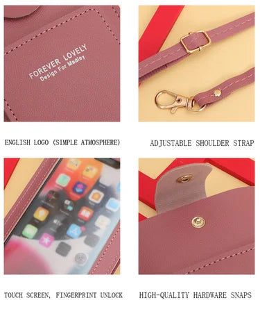 Women's Soft Leather Wallet & Touch Screen Phone Purse – Crossbody Shoulder Bag Handbag