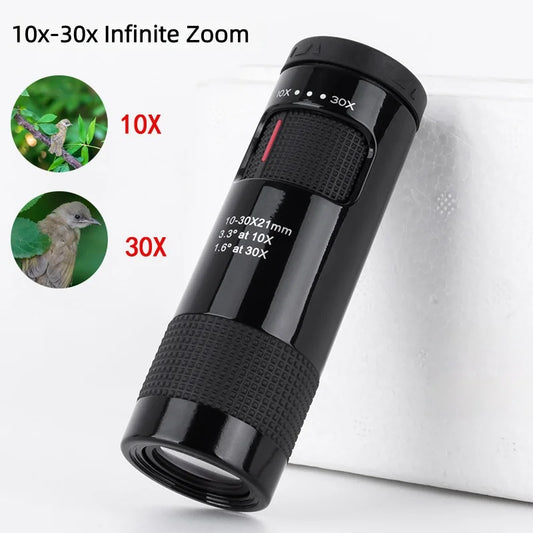 10-30x21 Zoom Mini Monocular Telescope - Compact Portable Spotting Scope for Camping, Hunting & Travel