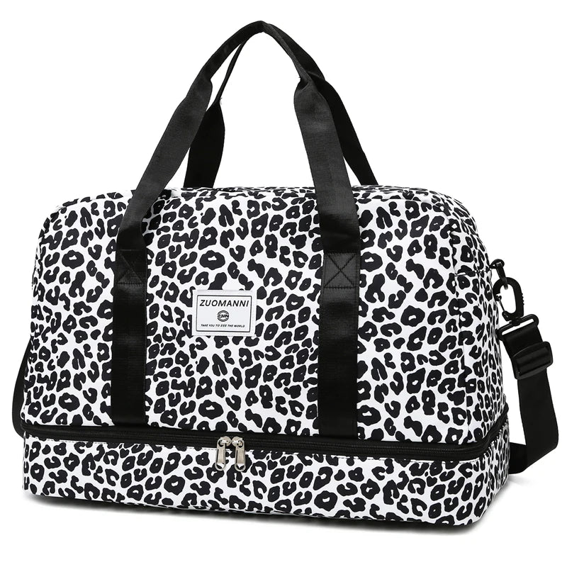 Women’s Carry-On Travel Bag – Spacious Animal Print Nylon Gym & Sports Bag, Large Capacity Weekend Overnight Bag