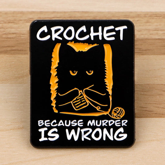Cute Black Cat Enamel Pin - Crochet Style Brooch Badge for Backpack Hat Collar Lapel Cosplay Accessories Gift