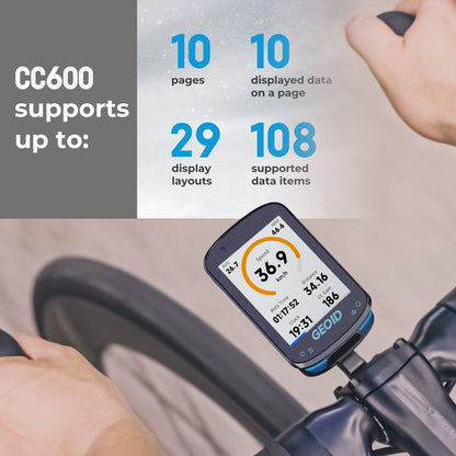GEOID CC600 Bike Computer – Color Screen Smart GPS Speedometer with Wireless ANT+, WIFI, 11 Languages & Cycling Odometer