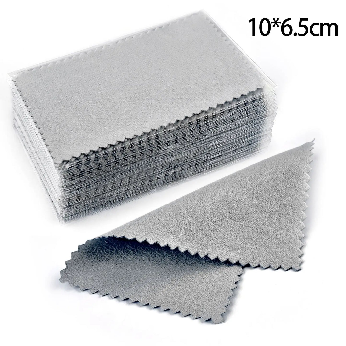 50pcs Silver Polishing Cloths – Soft Cleaning Wipes for Necklaces, Rings & Jewelry Care (10x6.5cm & 8x8cm)