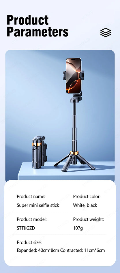 Super Mini Selfie Stick – Portable Phone Holder with Bluetooth Remote for Live Broadcast & Shooting