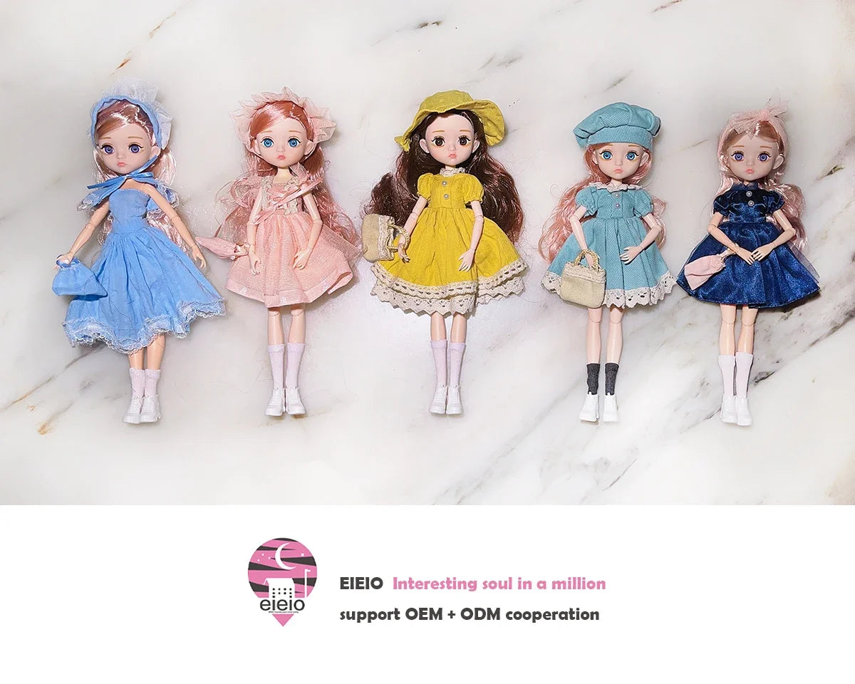 26cm BJD Doll for Girls – Purple Hair Fashion Princess with Big Eyes & Accessories Gift