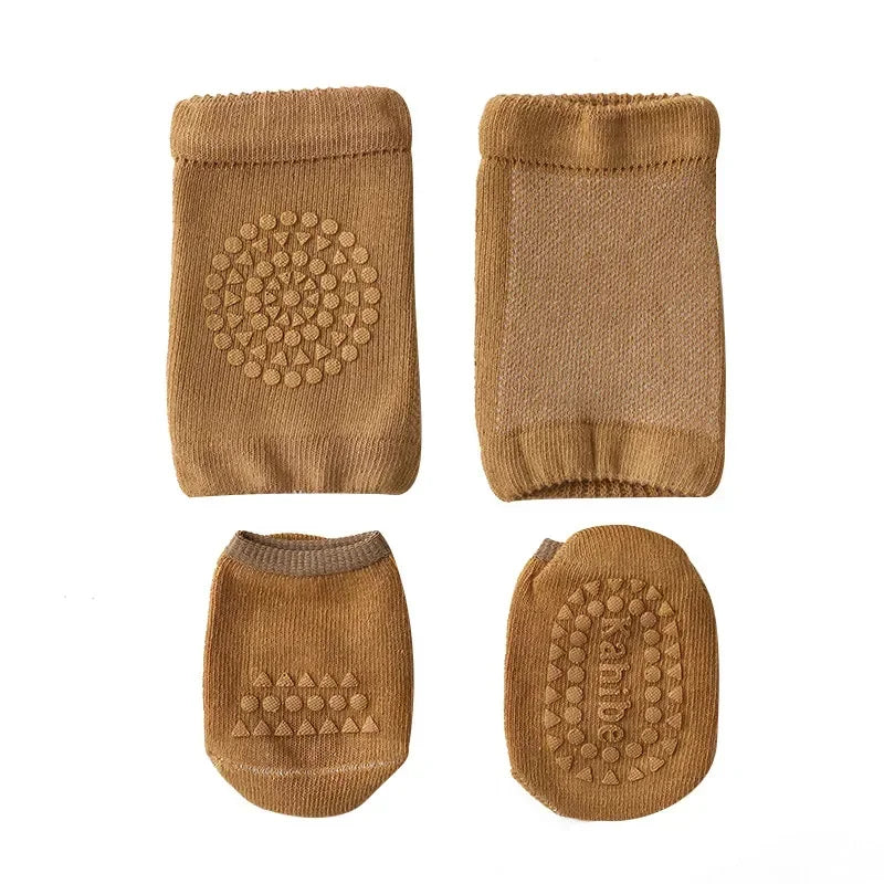Baby Knee Pads Socks Set – Anti-Slip Crawling Safety Socks for Girls & Boys, Solid Color Leg Protector