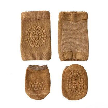 Baby Knee Pads Socks Set – Anti-Slip Crawling Safety Socks for Girls & Boys, Solid Color Leg Protector