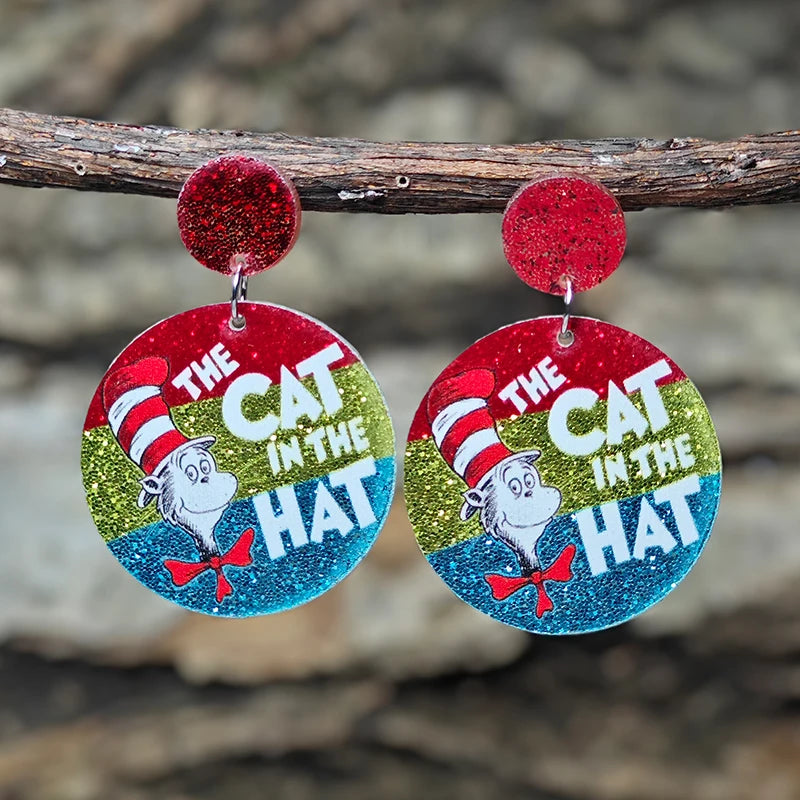 Teacher’s Day Acrylic Earrings - Cute Cat Dog Books Design Jewelry Gift for Teachers and Students