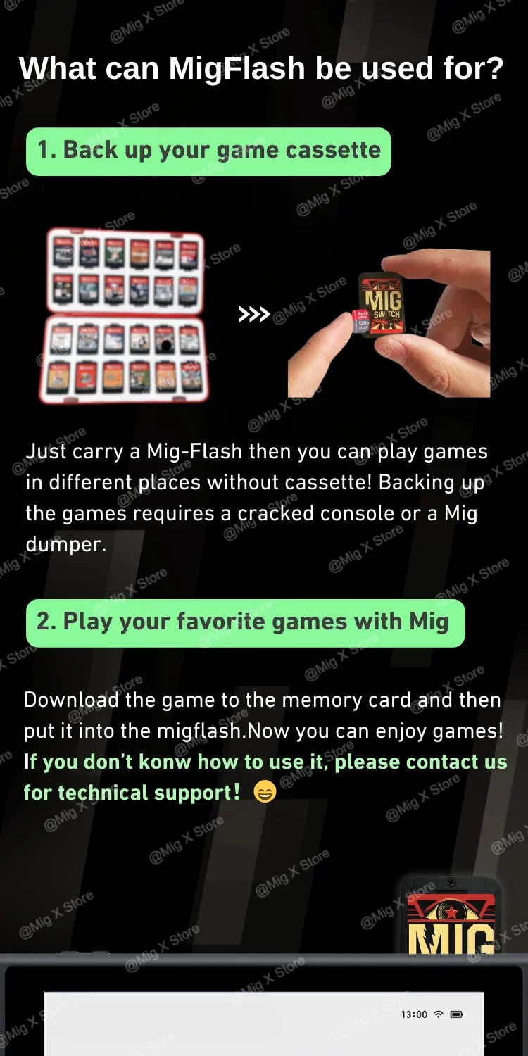 MigX Touch Version Flash Cart — Universal MigSwitch Card for Nintendo Switch