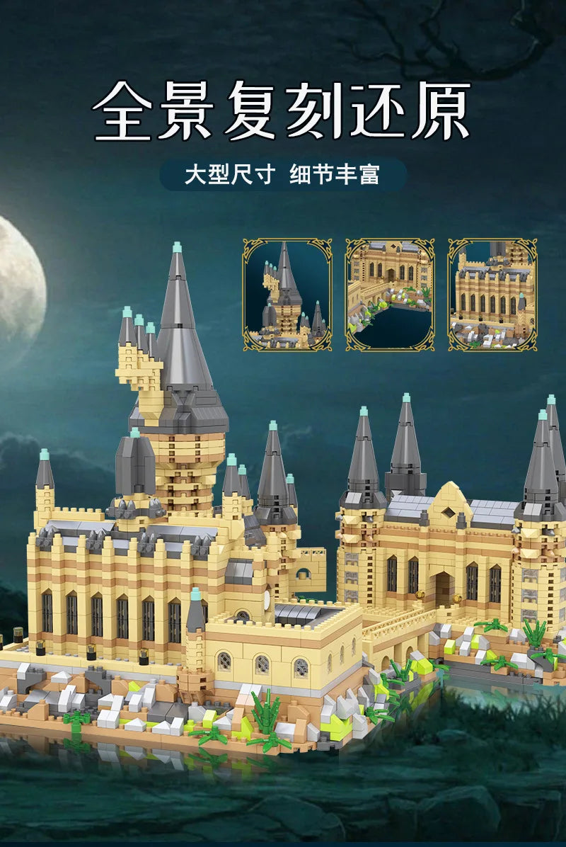Magic Castle Building Blocks Set — DIY Wizardry School Model with Micro Bricks for Kids & Adults, Creative Assembly Toy Gift