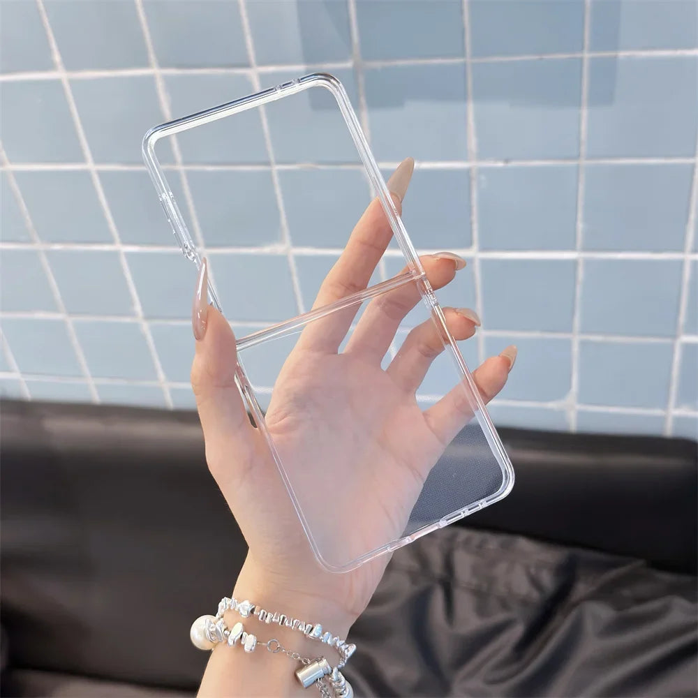 Transparent Sanding Phone Case – Shockproof Protective Shell for Samsung Galaxy Z Flip 3/4/5/6/7 5G