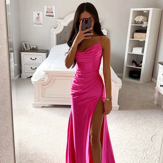 Women’s 2026 Spring Strapless Satin Gown – Ruffled Flared Corset-Style Slim Fit Dress
