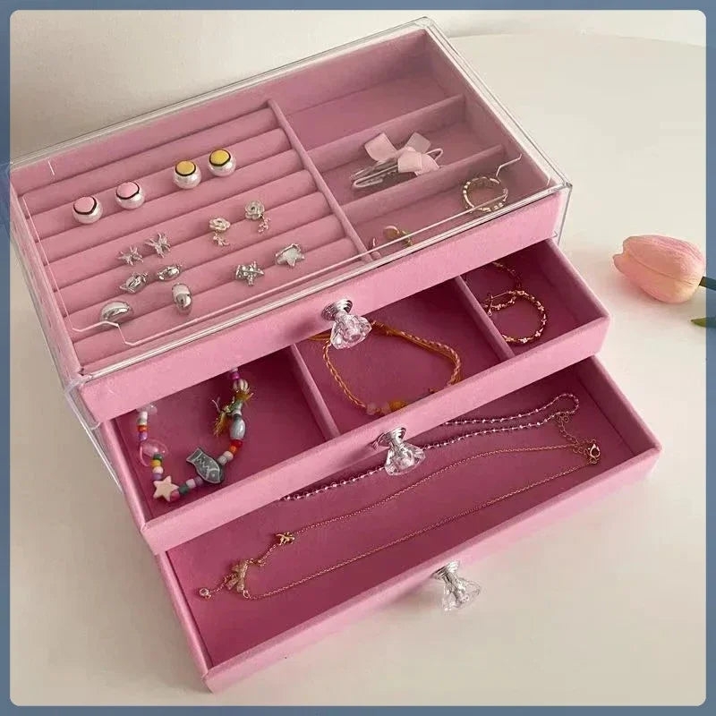 3-Drawer Jewelry Storage Box - Dustproof, Anti-Oxidation Organizer for Earrings, Rings & Bracelets