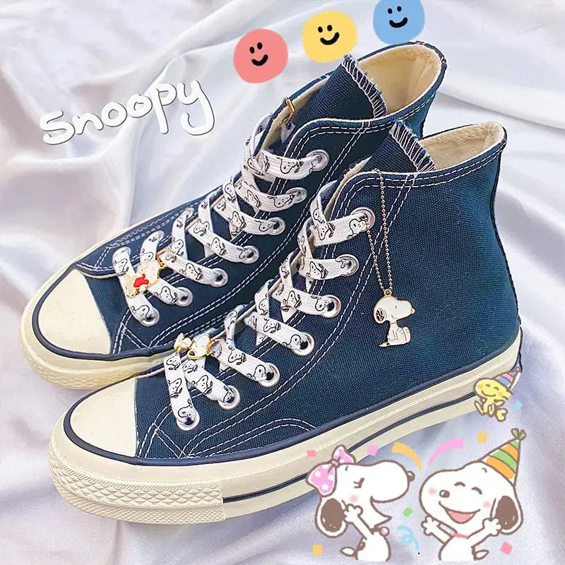 Snoopy Thick Flat Shoelaces – Non-Elastic Athletic & Casual Sneaker Accessories
