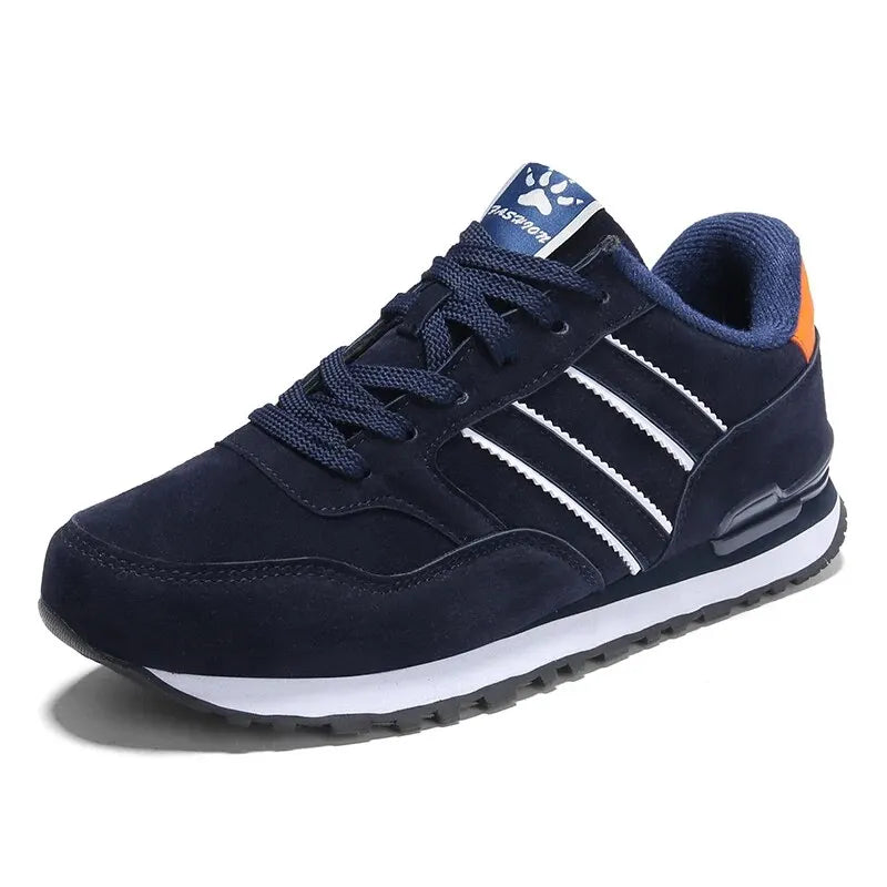 Men's Casual Artificial Leather Sneakers – Lightweight Breathable Lace-Up Flats for Spring & Outdoor Wear