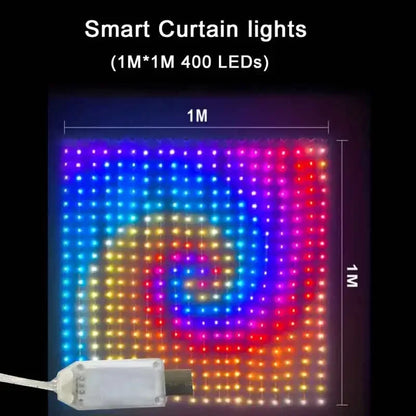 400-LED Smart Curtain Lights RGB Bluetooth App Fairy String Lights for Bedroom & Window Decoration