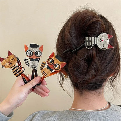 Cute Cartoon Cat Hair Clips — Acrylic Twist Claw Barrettes & Hairpins for Girls and Women