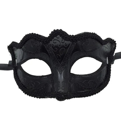 Black Lace Half Face Fox Mask – Venetian Masquerade Eye Mask with Tiara for Carnival & Party Wear