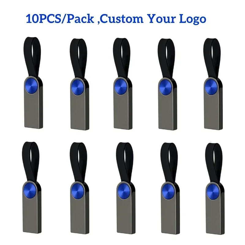 10-Pack Custom Logo USB Ring Flash Drive – Mini Pen Memory Stick 4GB/8GB/16GB/32GB, Perfect Wedding & Photography Gift