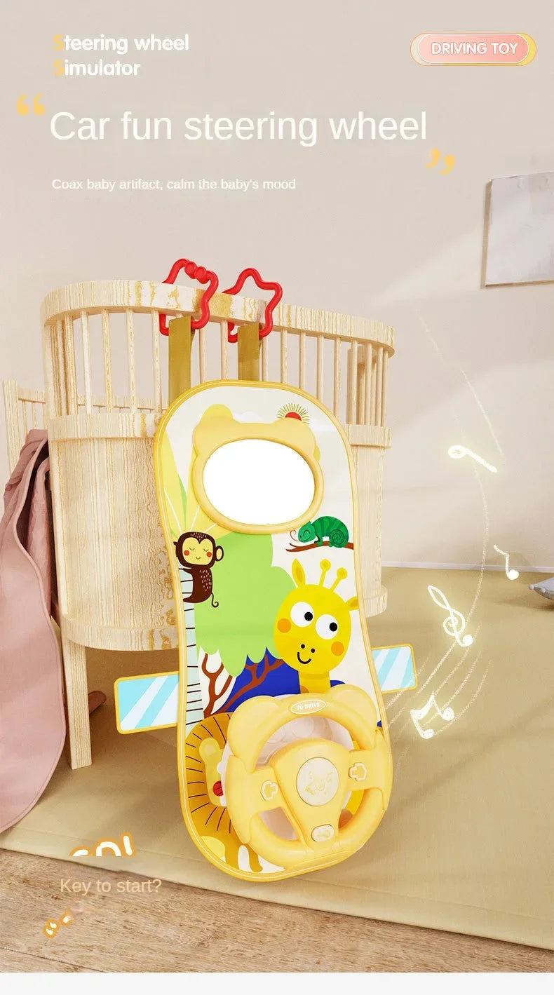 Kids Electric Copilot Steering Wheel Toy – Musical Simulated Driving Car Seat Educational Sound Toy