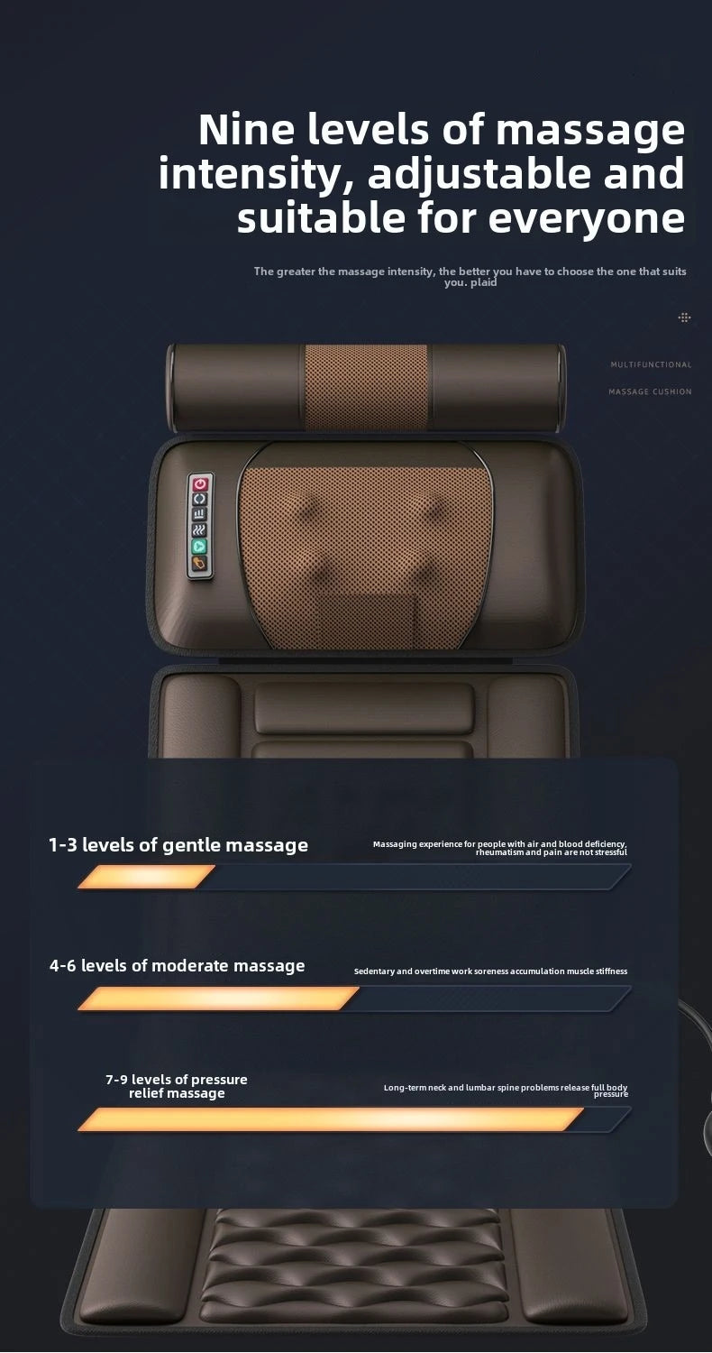 Multifunctional Electric Lumbar Traction Massage Mattress Cushion – Full Body Vibrations for Shoulder, Neck, Waist, and Back with Removable Cover