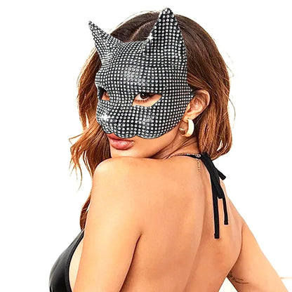 Shiny Cat Ear Mask - Bling Kitten Cosplay Halloween Party Accessory Set