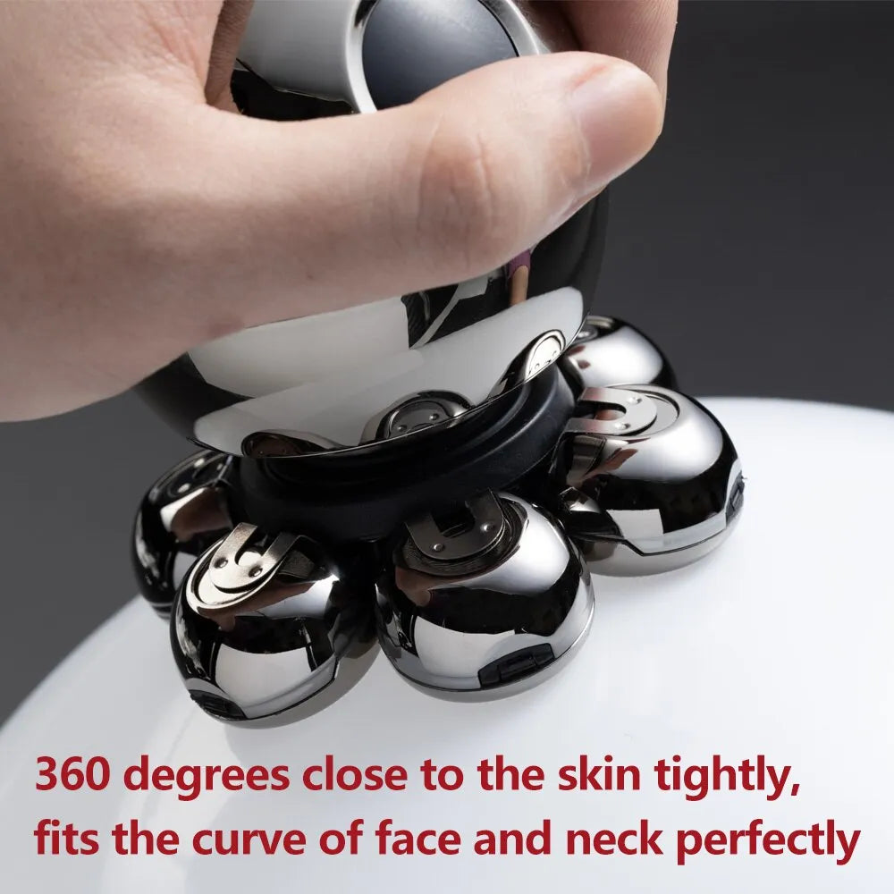 7D Floating Cutter Head Electric Shaver - Portable Men's Beard Trimmer and Clipper with Base Charging - Skull Shaver for Waterproof Shaving