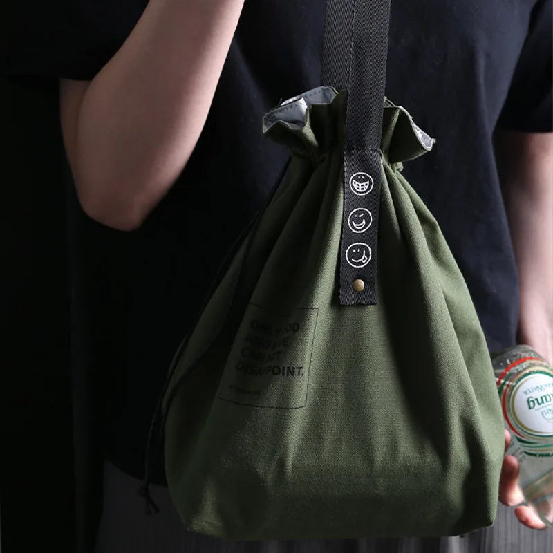 Canvas Lunch Bag – Portable Bento Box Handbag for Outdoor Picnic, School, and Food Storage, Fresh-Keeping Tote Accessory