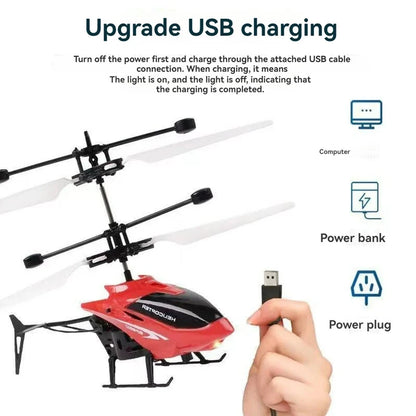 Rechargeable Mini RC Helicopter - Wireless Remote Control Infrared Induction Aircraft Toy for Kids