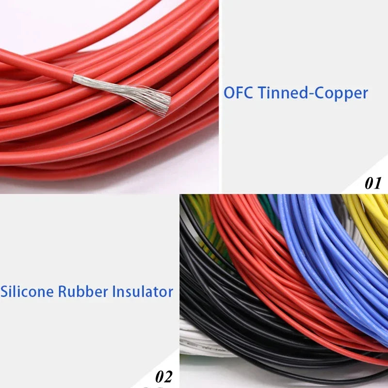 UL3135 Silicone Wire Cable (2–10M) – High Temp Tinned Copper Electrical Wire 10–30 AWG