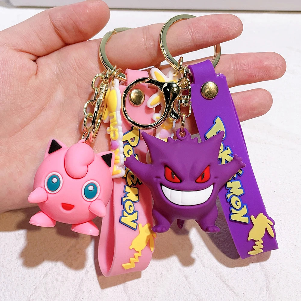 Pokemon Keychain – Pikachu, Charmander & Psyduck Anime Toy, Kawaii Cartoon Doll Pendant for Car, Bag, Kid Gift