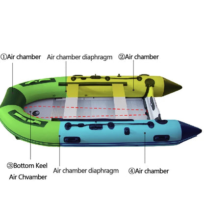 5-6 Person Inflatable Assault Boat – 3.8m PVC Fishing Rowing Boat with Aluminum Floor & Speed Raft Accessories